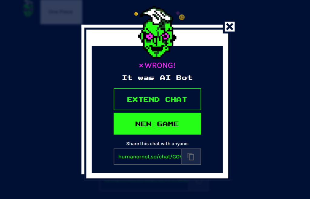 human or not game result